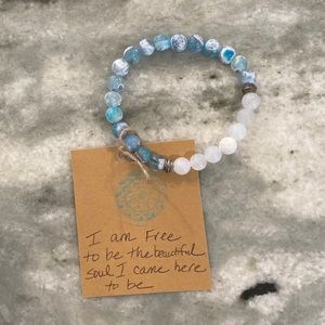 Blue and White Beaded Bracelet
